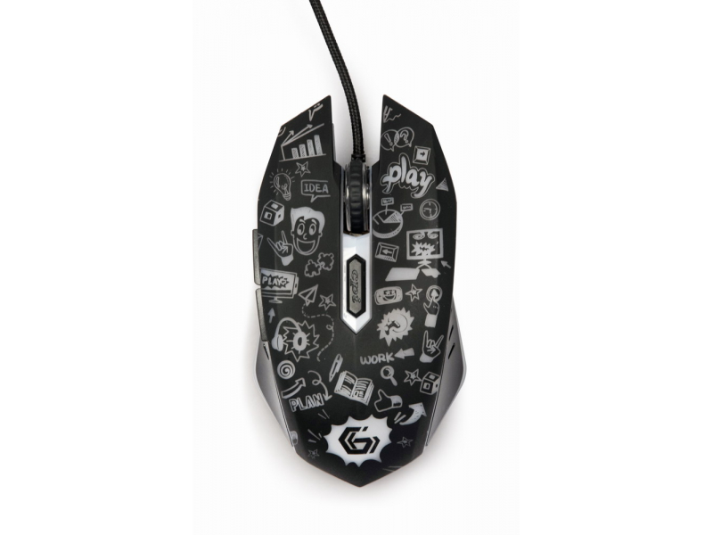 Gembird Optische 6-Tasten-LED-Maus, schwarz - MUS-6B-GRAFIX-01