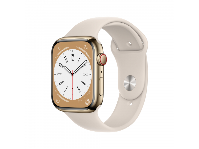 Apple Watch S8 GPS Cellular 45mm Gold Steel Starlight Sport MNKM3FD/A