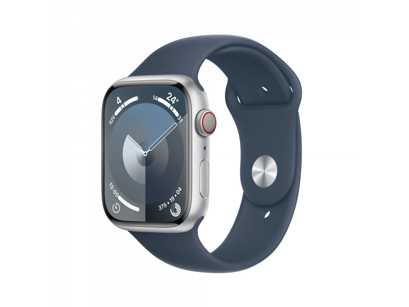 Apple Watch S9 Alu.45mm GPS+Cellular Silver Sport Band Blue S/M MRMG3QF/A