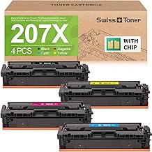 swiss toner 207X Compatible with HP 207X (with Chip) for HP Color Laserjet Pro MFP M283fdw Toner Black MFP M283fdw M283fdn M255dw M282nw for 207X 207A W2210A W2210X W2211X W2212X W2221X W2212X W22213X