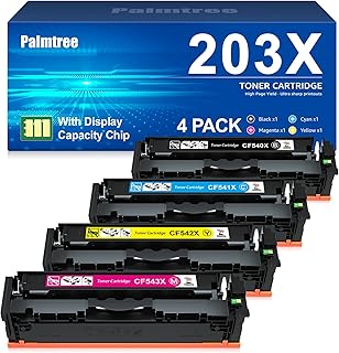 Palmetree 203X 203A Toner Kompatibel für HP 203X 203A CF540X für HP M281fdw Toner für Color Laserjet Pro M281fdw M254dw M254nw M281fdn M280nw M281cdw M254dn Schwarz Cyan Gelb Magenta 4-Pack